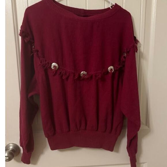 RARE Vintage Concho Fringe New Hero Native American Sweatershirt S - Picture 5 of 5